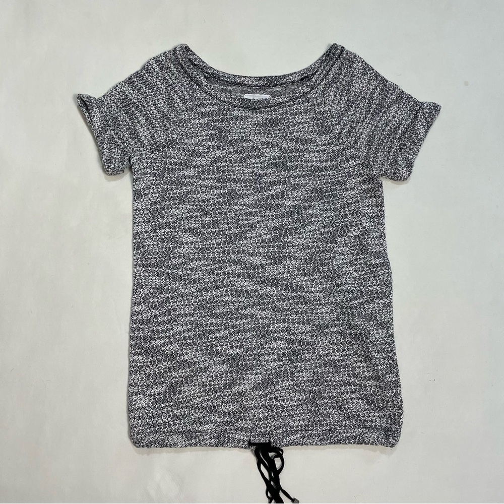Lou & Grey Cotton Blend Grey Melange Short Sleeve Top Size S